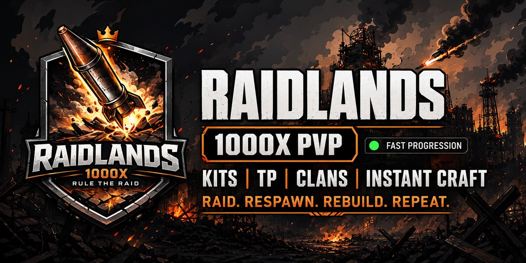 RaidLands x1000 |BATTLEFIELD|KiTS|TP|CLANS|SKINBOX|PVP image